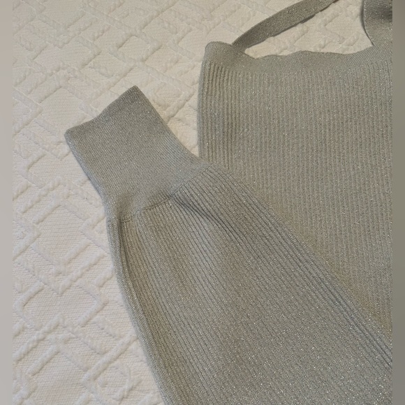 INC International Concepts Long-Sleeve Surplice Ribbed Silver Sweater Size M - Picture 3 of 5